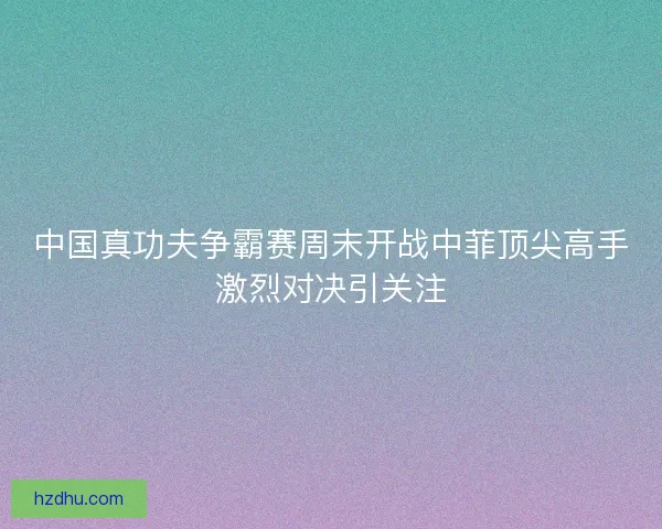 中国真功夫争霸赛周末开战中菲顶尖高手激烈对决引关注
